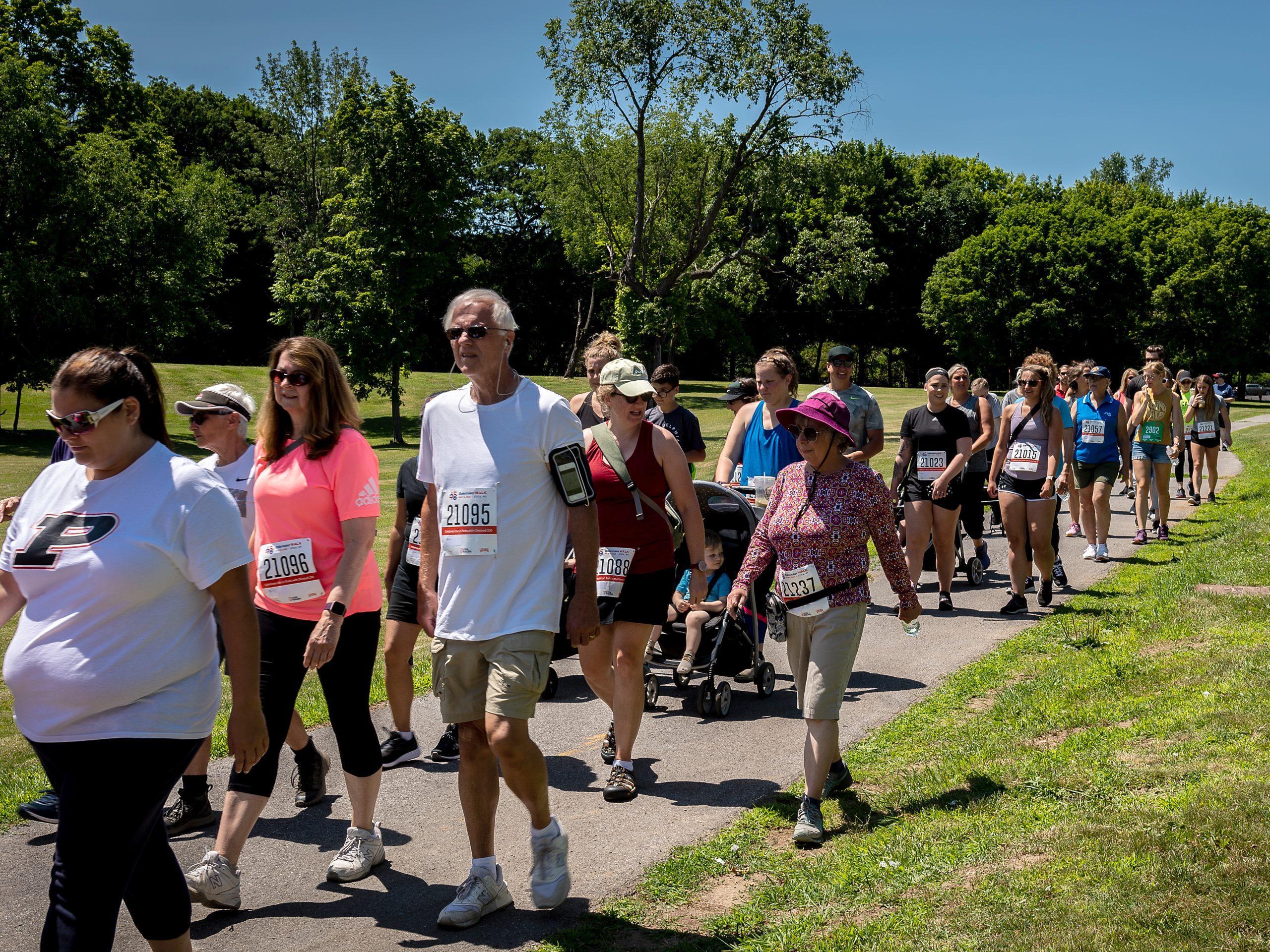 Participants in the Boilermaker Walk on the course.
