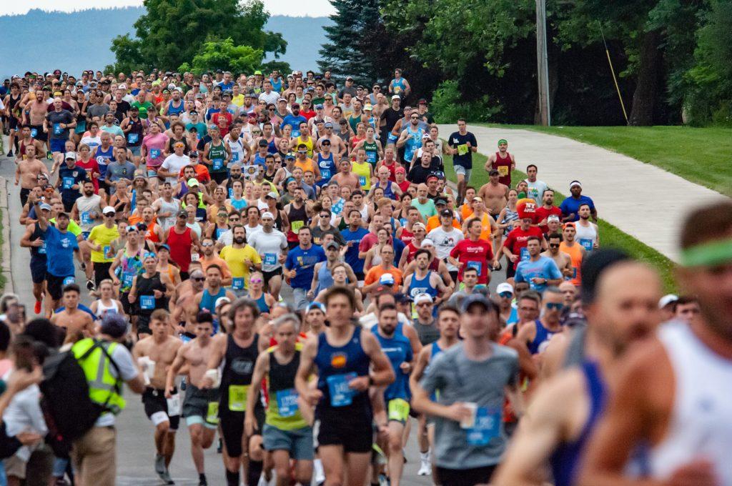 The crowd near the mile 1 mark of the 2024 Boilermaker 15K Road Race.