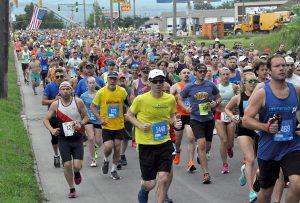 Runners participating the the Boilermaker Road Race.
