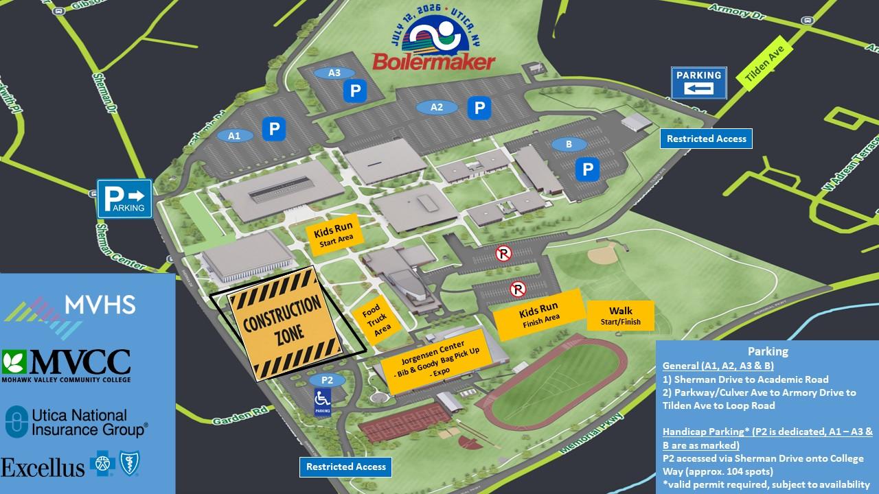 Map of parking options for the 2026 Boilermaker Health & Wellness Expo